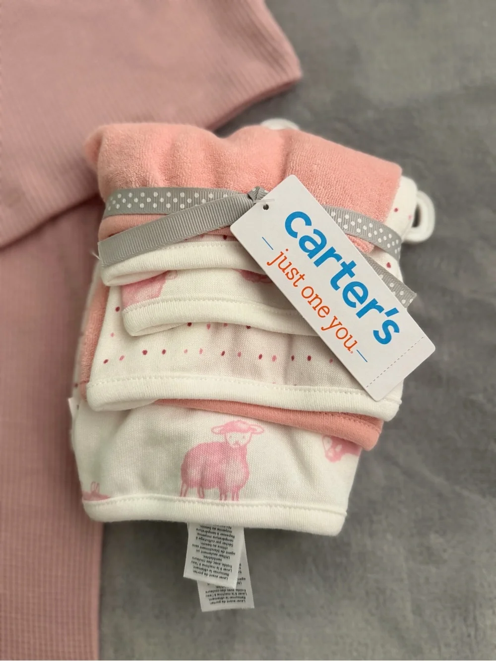 Carter's Dusty Pink Ribbed Baby Lounge Set with Matching Bodysuits